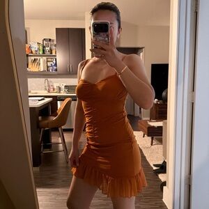 ASOS Orange Mini Dress with Ruffle Hem